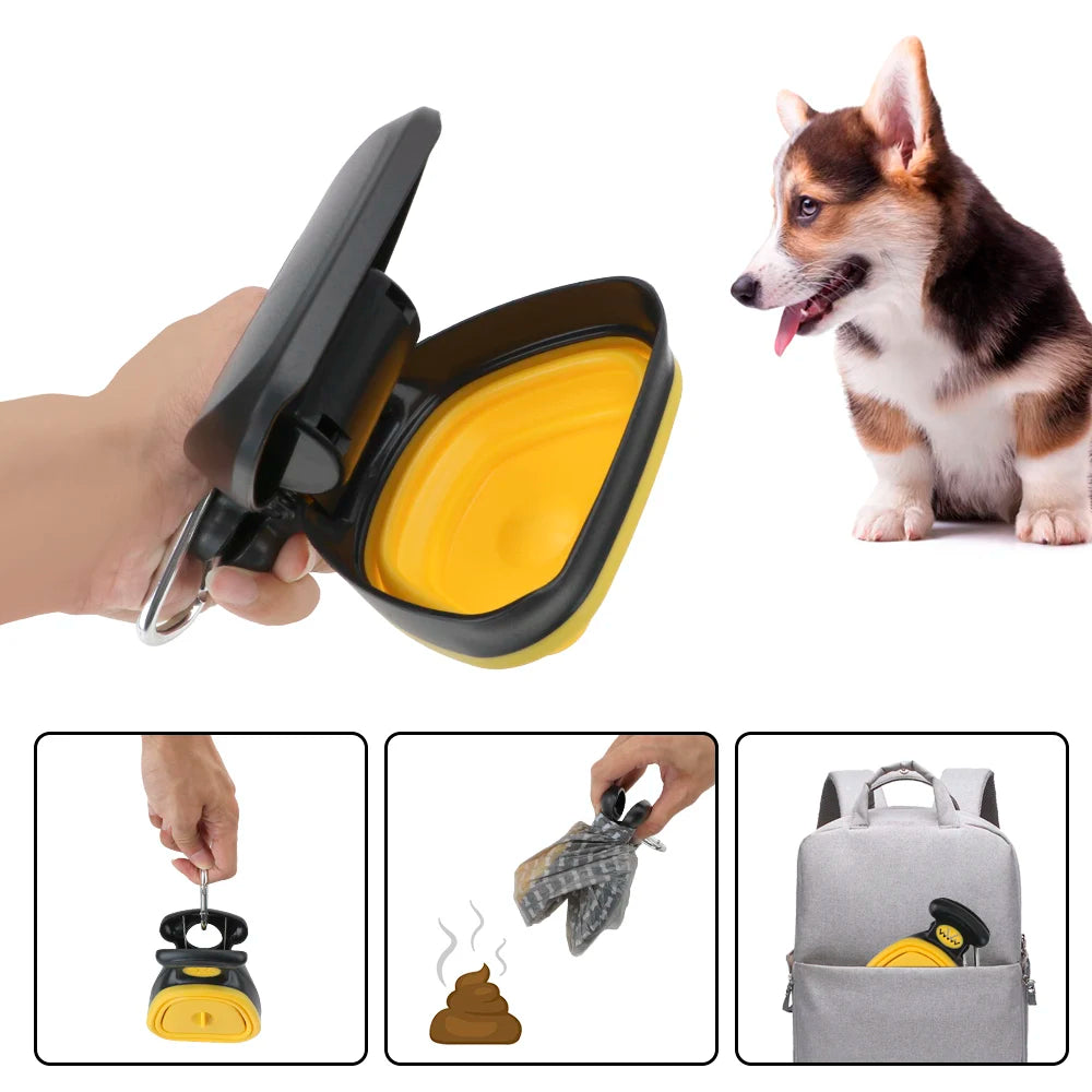 Portable Pet Poop Bag Dispenser + Scoop – Includes 1 Roll of Decomposable Bags (Outdoor Waste Cleaner)