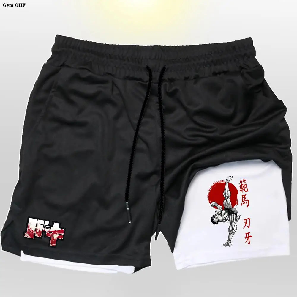 Gym Shorts 2 in 1 For Men Fitness Quick Dry Beach Short Pants Summer Outdoor Running Sports Double Layer