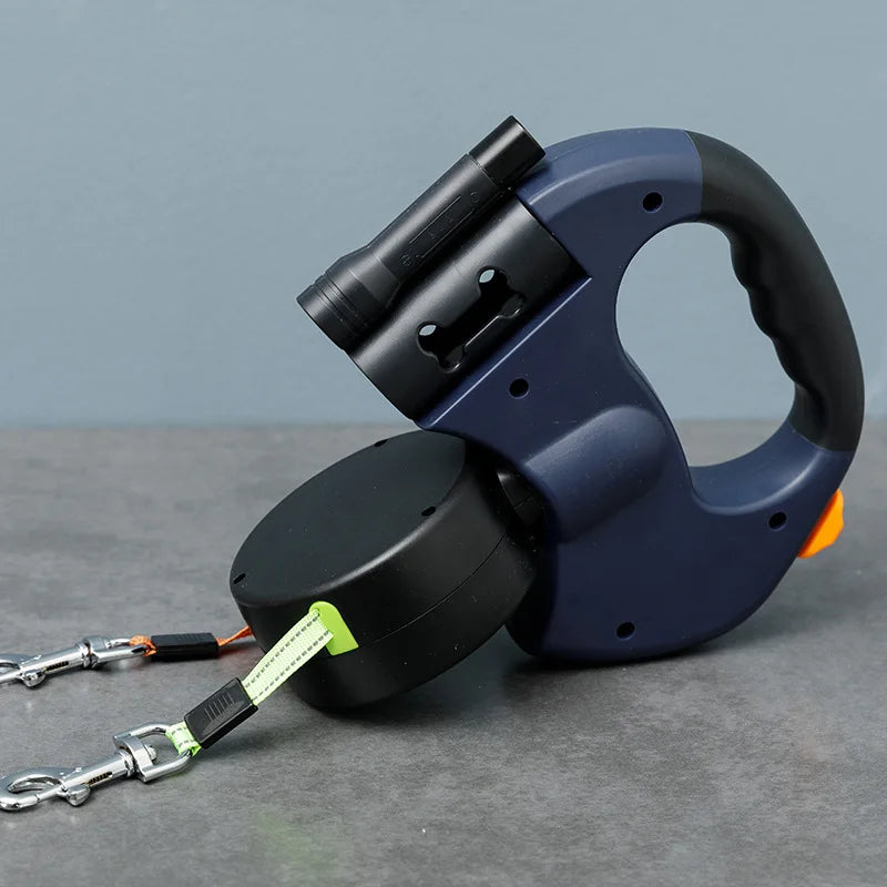 3M LED Dual-Head Retractable Pet Leash – Reflective, Tangle-Free, One-Click Locking for Dogs & Cats