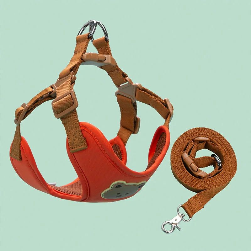 Breathable Dog Harness & Leash Set – Adjustable Vest for Small & Medium Dogs (XS–XL)