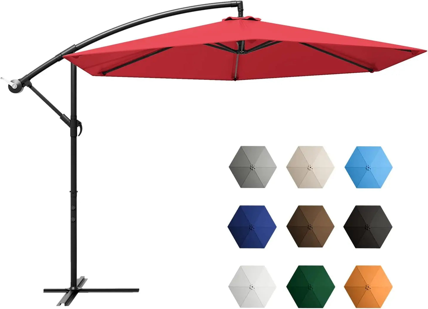 Offset Patio Umbrella – Waterproof & UV-Protective Round Canopy with Crank Tilt Handle 10ft tall