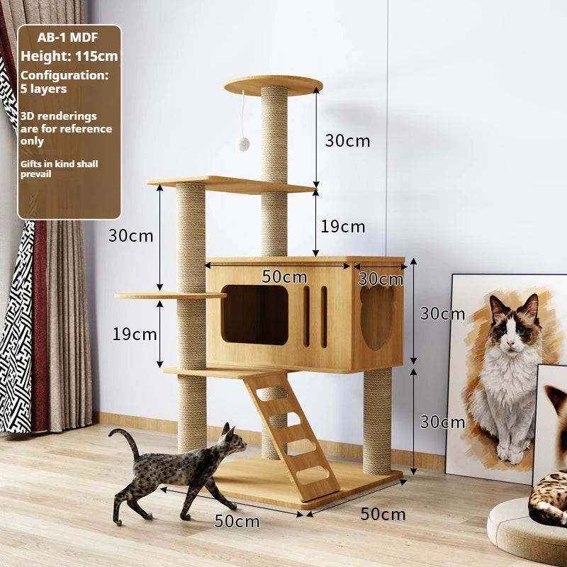 Multi-Level Cat Tree with Nest & Scratching Board – Spacecraft-Inspired Cat Tower for Large Cats