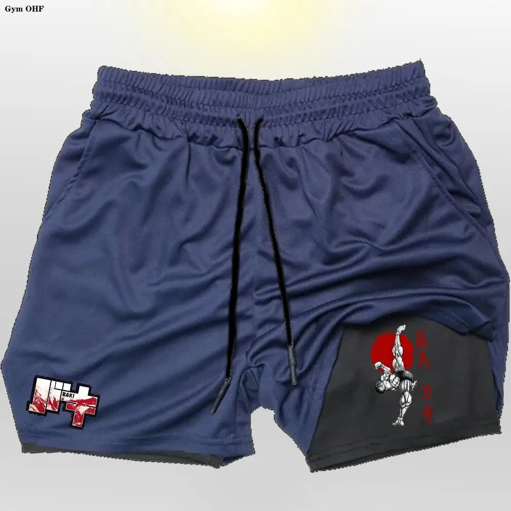 Gym Shorts 2 in 1 For Men Fitness Quick Dry Beach Short Pants Summer Outdoor Running Sports Double Layer