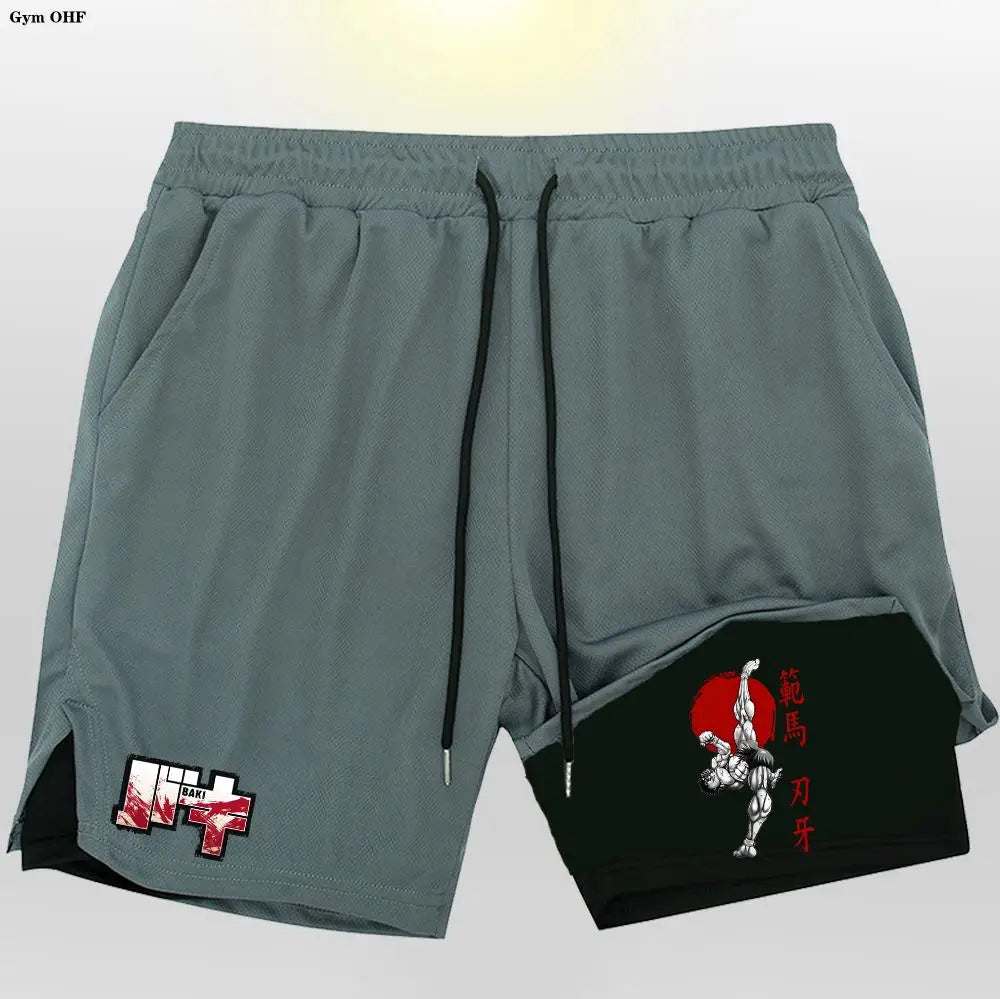 Gym Shorts 2 in 1 For Men Fitness Quick Dry Beach Short Pants Summer Outdoor Running Sports Double Layer