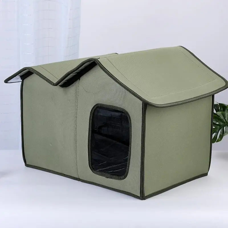 Outdoor Waterproof Cat House – Winter Warm Shelter for Feral Cats & Small Dogs with Removable Roof