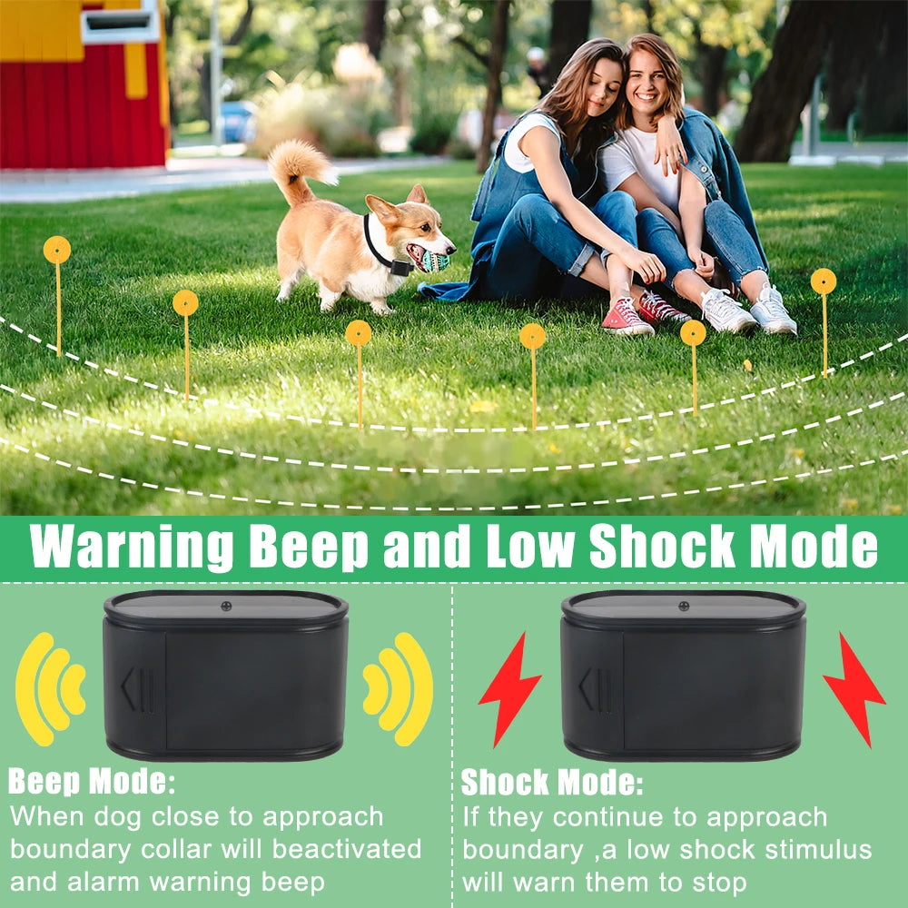 Electronic Pet Fence System – Wireless Containment & Training Collar for Dogs (Waterproof & Adjustable)