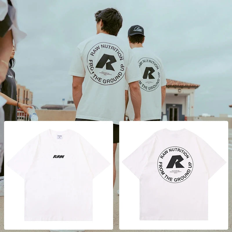 New Gym Fitness T-shirt Loose Oversized Cotton Men Short Sleeves Bodybuilding Sports Tees Summer Training Workout Jogging Tops