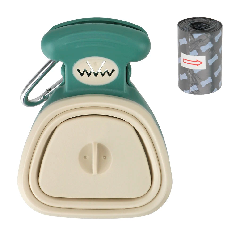 Portable Pet Poop Bag Dispenser + Scoop – Includes 1 Roll of Decomposable Bags (Outdoor Waste Cleaner)
