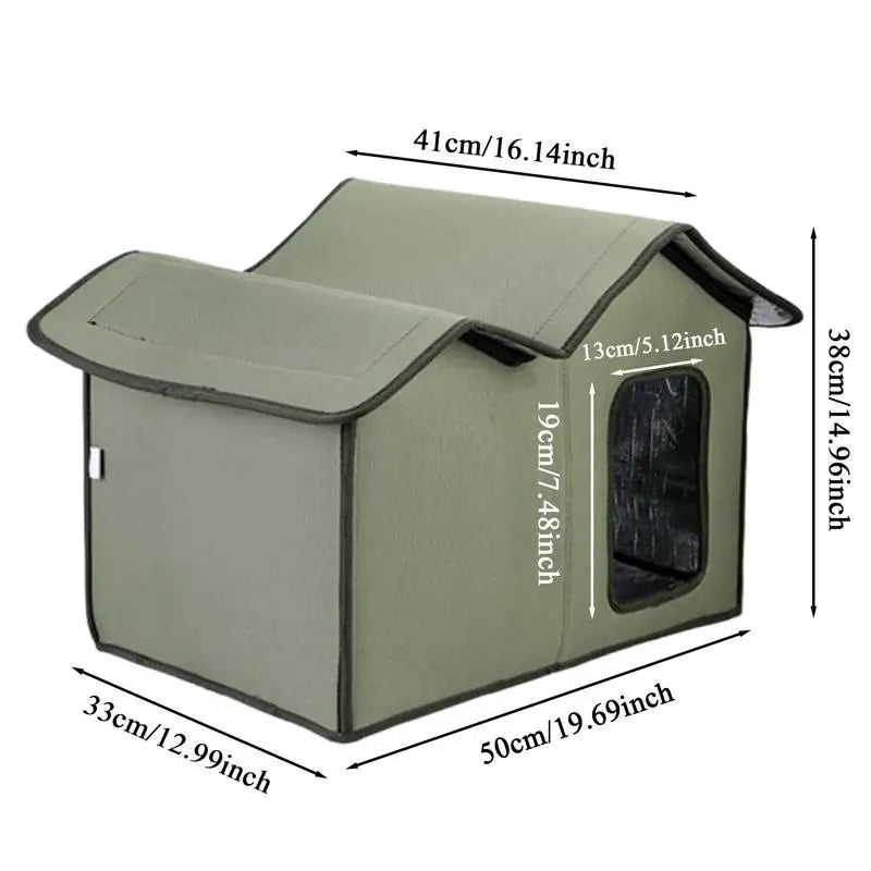 Outdoor Waterproof Cat House – Winter Warm Shelter for Feral Cats & Small Dogs with Removable Roof