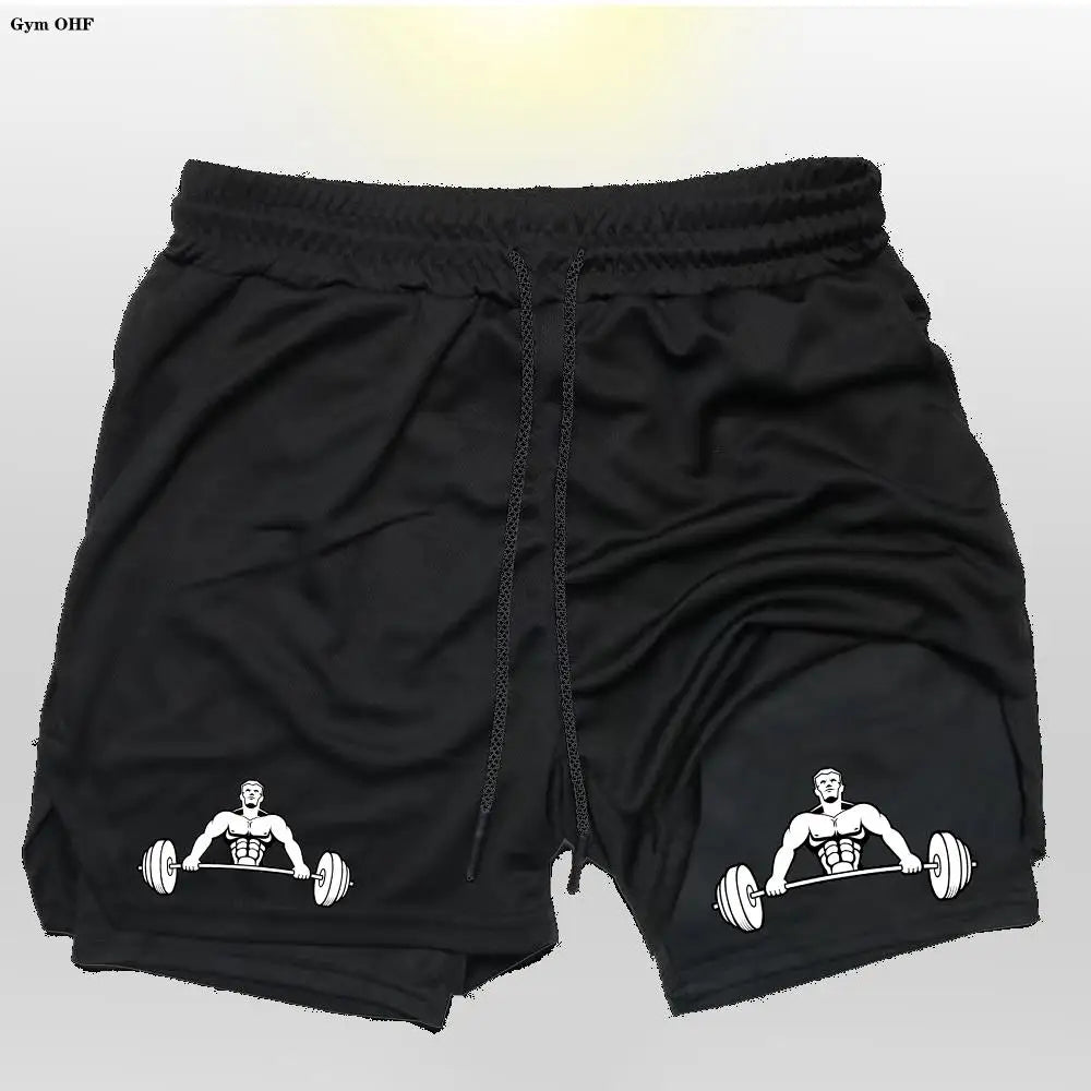 Gym Shorts 2 in 1 For Men Fitness Quick Dry Beach Short Pants Summer Outdoor Running Sports Double Layer