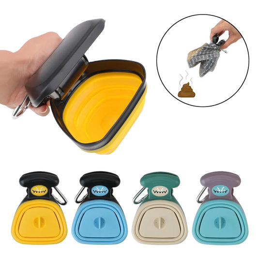 Portable Pet Poop Bag Dispenser + Scoop – Includes 1 Roll of Decomposable Bags (Outdoor Waste Cleaner)