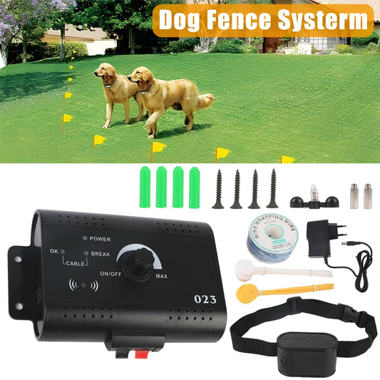 Electronic Pet Fence System – Wireless Containment & Training Collar for Dogs (Waterproof & Adjustable)