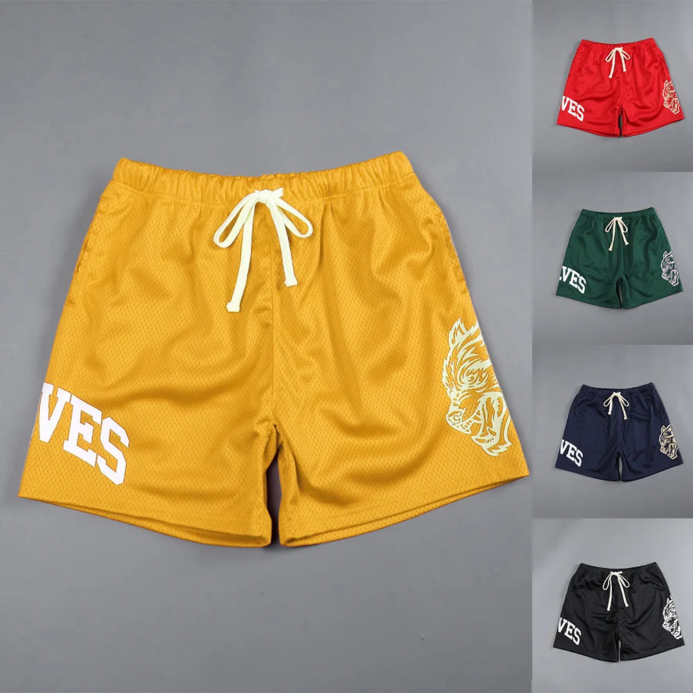 Men Fitness Bodybuilding Shorts Man Summer Gyms Workout Male Breathable Mesh Quick-drying Sportswear Jogger Beach Short Pants