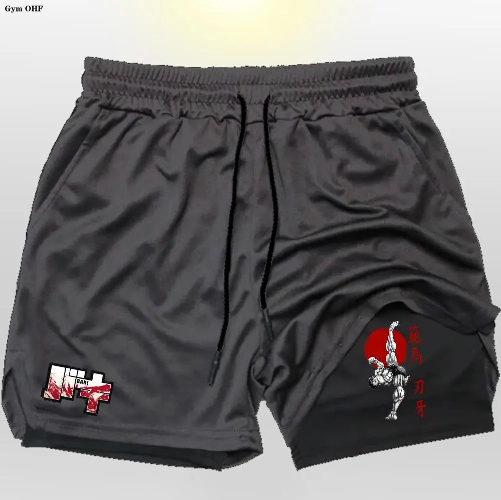 Gym Shorts 2 in 1 For Men Fitness Quick Dry Beach Short Pants Summer Outdoor Running Sports Double Layer