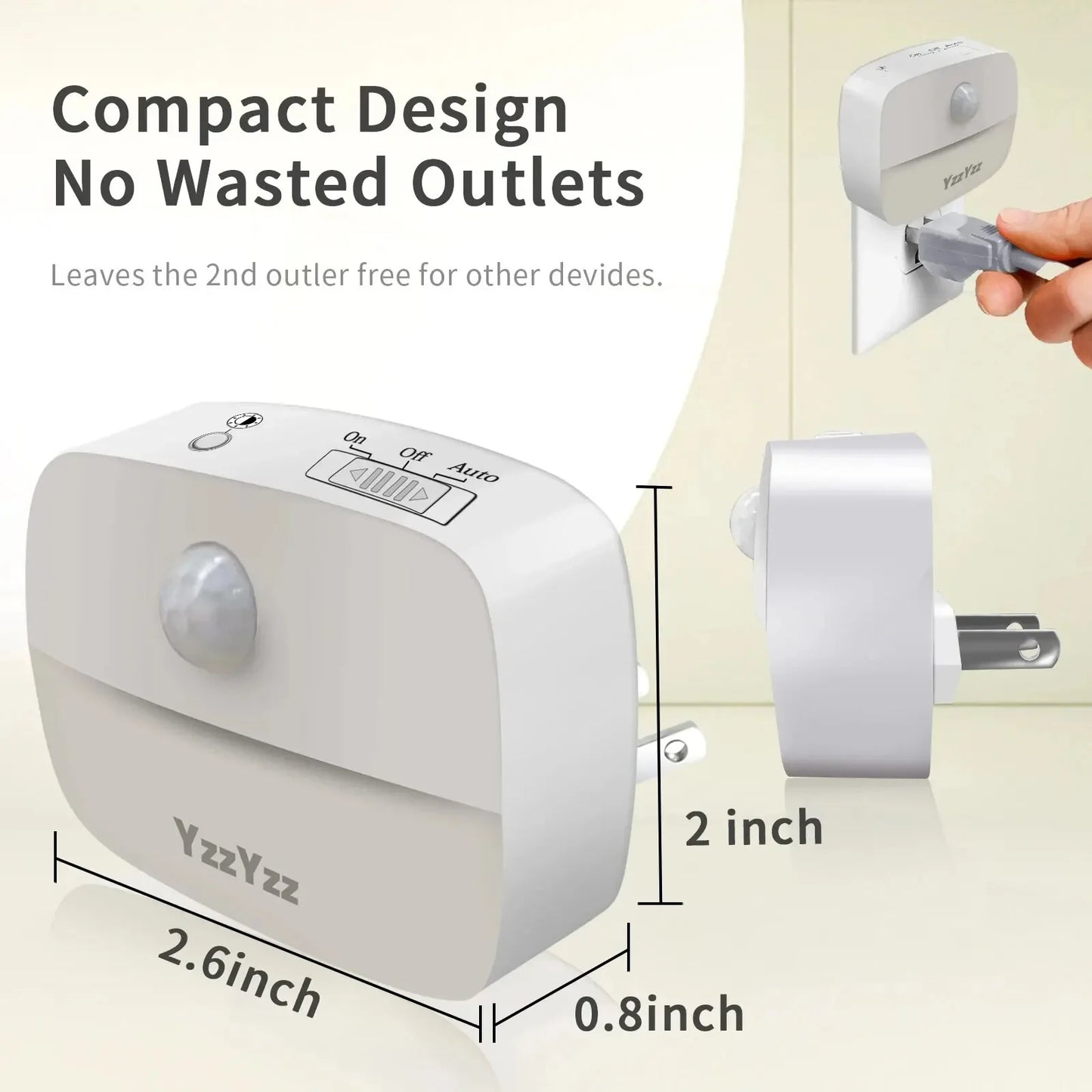 LED Night Light with Motion Sensor – Plug-In, Dimmable, and Auto On/Off