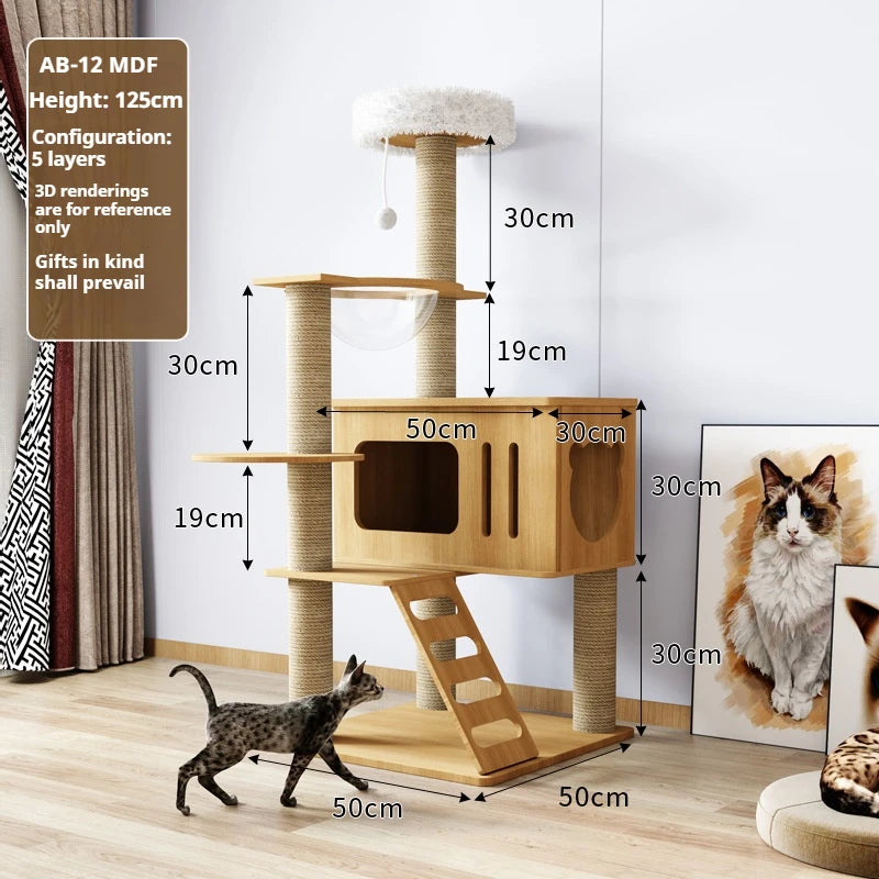 Multi-Level Cat Tree with Nest & Scratching Board – Spacecraft-Inspired Cat Tower for Large Cats