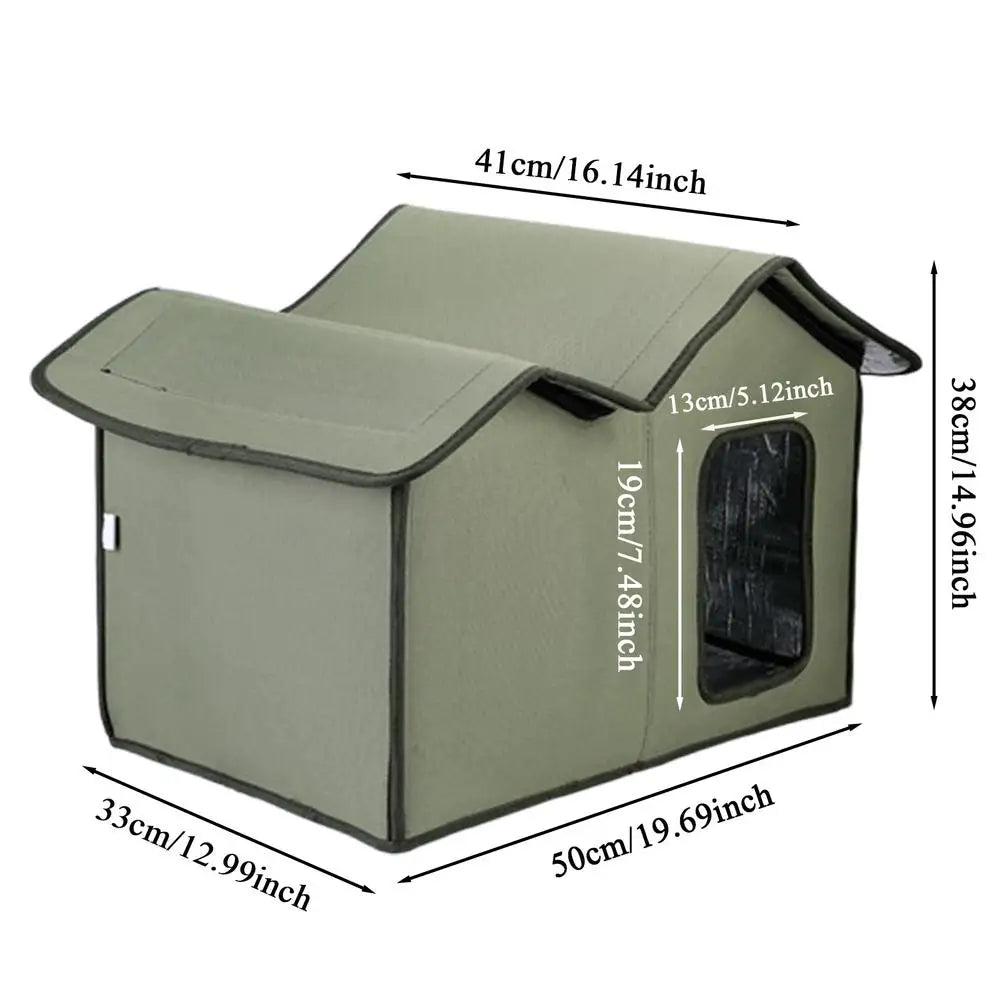 Outdoor Waterproof Cat House – Winter Warm Shelter for Feral Cats & Small Dogs with Removable Roof