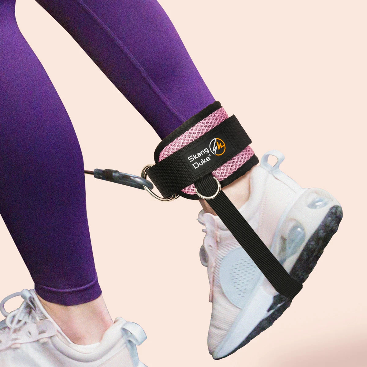 Padded Ankle Strap for Cable Machines – Adjustable Neoprene Cuff with Double D-Rings for Glute & Leg Workouts