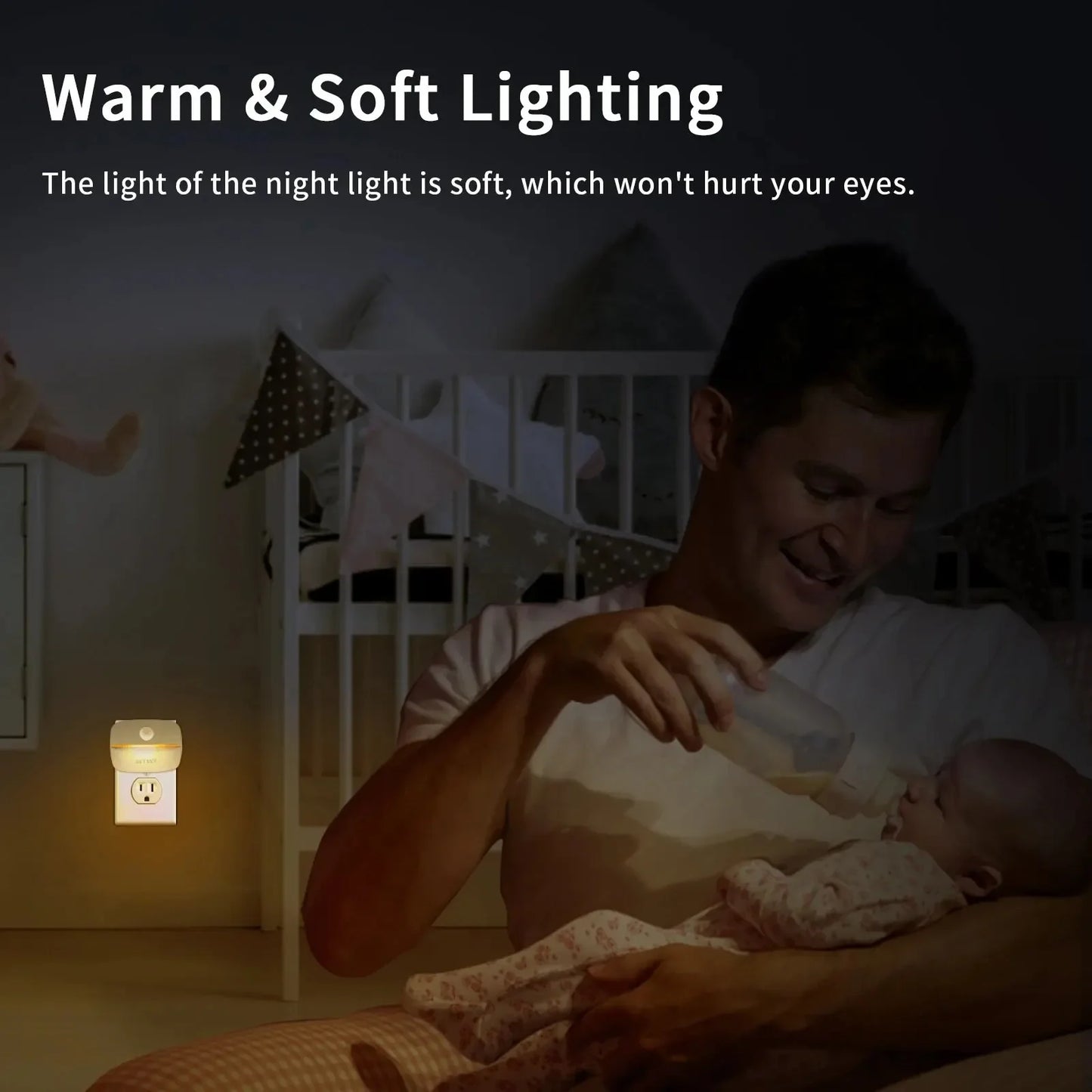 LED Night Light with Motion Sensor – Plug-In, Dimmable, and Auto On/Off