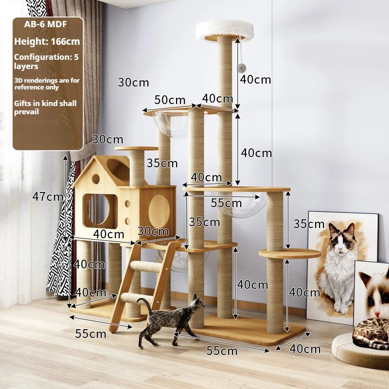 Multi-Level Cat Tree with Nest & Scratching Board – Spacecraft-Inspired Cat Tower for Large Cats