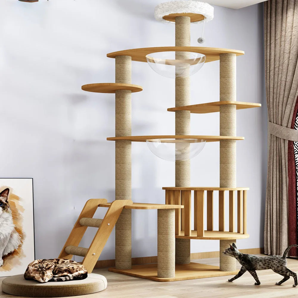 Multi-Level Cat Tree with Nest & Scratching Board – Spacecraft-Inspired Cat Tower for Large Cats
