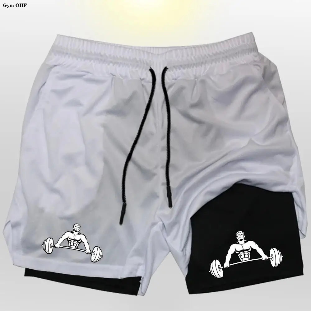 Gym Shorts 2 in 1 For Men Fitness Quick Dry Beach Short Pants Summer Outdoor Running Sports Double Layer