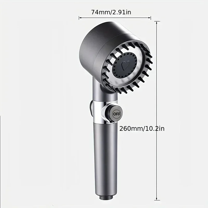 High-Pressure Shower Head – 4 Spray Modes with One-Button Water Stop & Built-In Filter