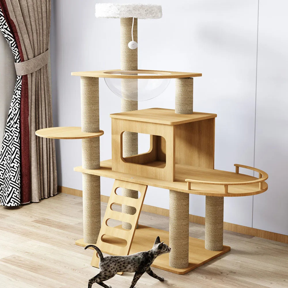 Multi-Level Cat Tree with Nest & Scratching Board – Spacecraft-Inspired Cat Tower for Large Cats