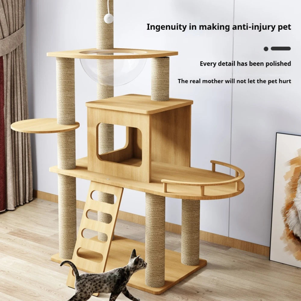 Multi-Level Cat Tree with Nest & Scratching Board – Spacecraft-Inspired Cat Tower for Large Cats
