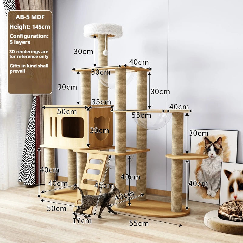 Multi-Level Cat Tree with Nest & Scratching Board – Spacecraft-Inspired Cat Tower for Large Cats