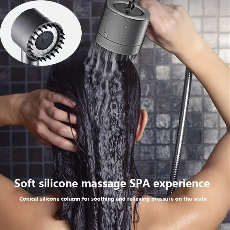 High-Pressure Shower Head – 4 Spray Modes with One-Button Water Stop & Built-In Filter