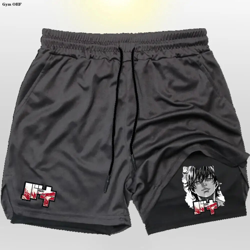 Gym Shorts 2 in 1 For Men Fitness Quick Dry Beach Short Pants Summer Outdoor Running Sports Double Layer
