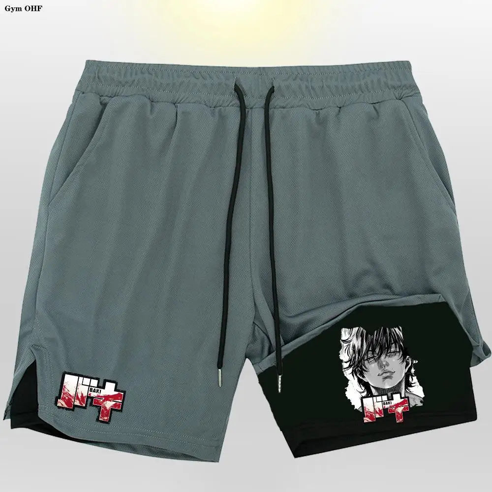 Gym Shorts 2 in 1 For Men Fitness Quick Dry Beach Short Pants Summer Outdoor Running Sports Double Layer