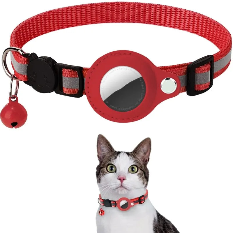 Reflective AirTag Collar for Dogs & Cats – Anti-Lost Nylon Tracker Case (Fits Apple AirTag)