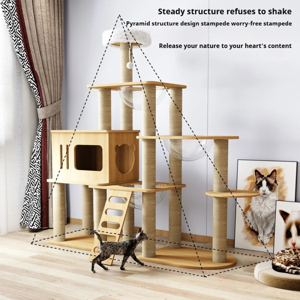 Multi-Level Cat Tree with Nest & Scratching Board – Spacecraft-Inspired Cat Tower for Large Cats