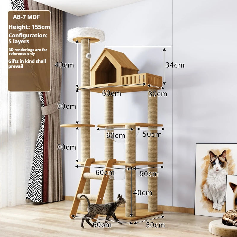 Multi-Level Cat Tree with Nest & Scratching Board – Spacecraft-Inspired Cat Tower for Large Cats