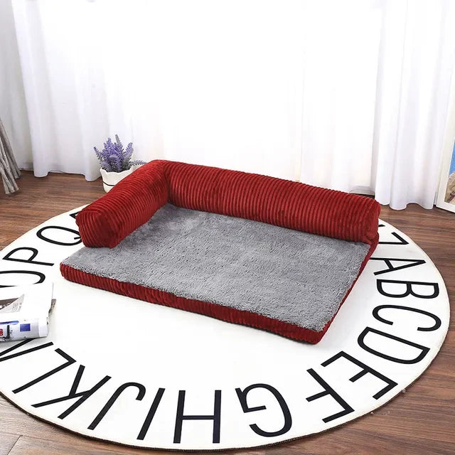 Orthopedic L-Shaped Dog Bed – Soft Lounge Sofa with Fleece Surface for Small to Large Dogs & Cats