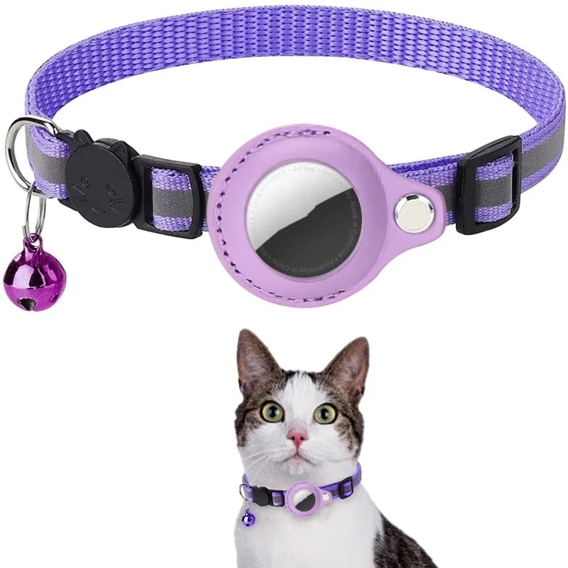 Reflective AirTag Collar for Dogs & Cats – Anti-Lost Nylon Tracker Case (Fits Apple AirTag)