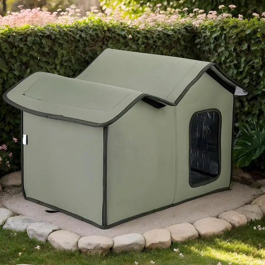 Outdoor Waterproof Cat House – Winter Warm Shelter for Feral Cats & Small Dogs with Removable Roof