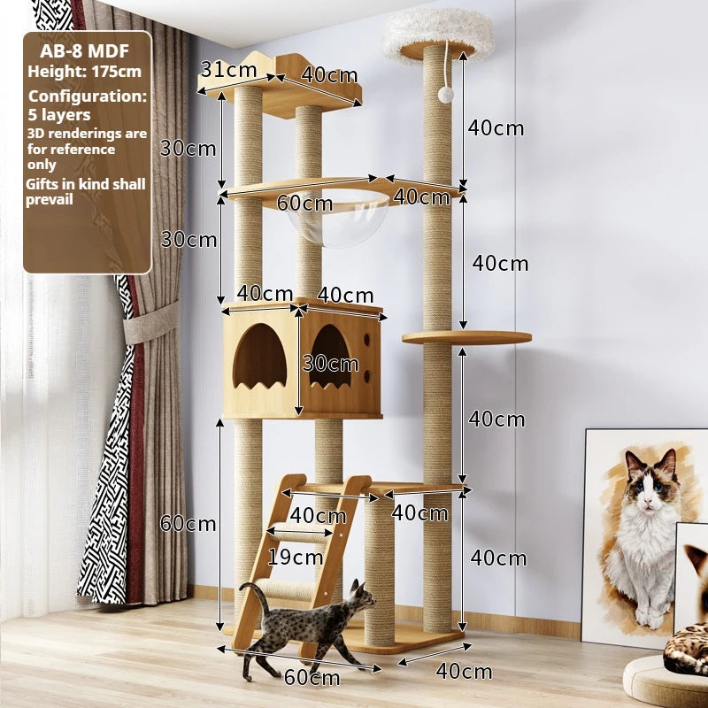 Multi-Level Cat Tree with Nest & Scratching Board – Spacecraft-Inspired Cat Tower for Large Cats