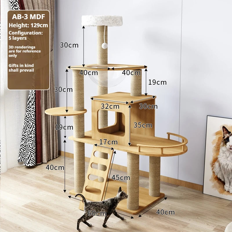 Multi-Level Cat Tree with Nest & Scratching Board – Spacecraft-Inspired Cat Tower for Large Cats