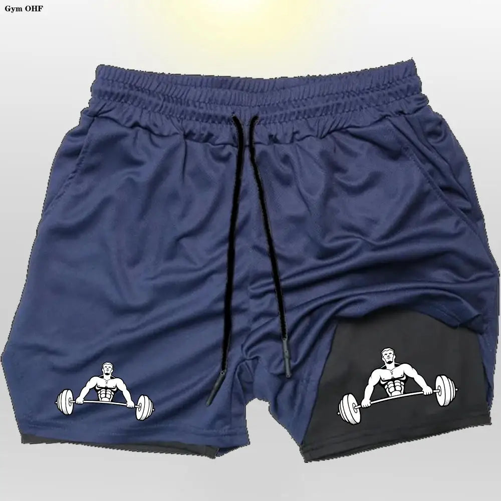 Gym Shorts 2 in 1 For Men Fitness Quick Dry Beach Short Pants Summer Outdoor Running Sports Double Layer