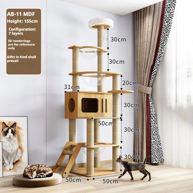 Multi-Level Cat Tree with Nest & Scratching Board – Spacecraft-Inspired Cat Tower for Large Cats