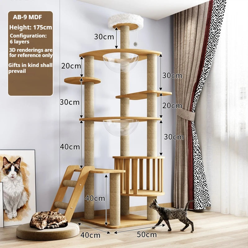 Multi-Level Cat Tree with Nest & Scratching Board – Spacecraft-Inspired Cat Tower for Large Cats