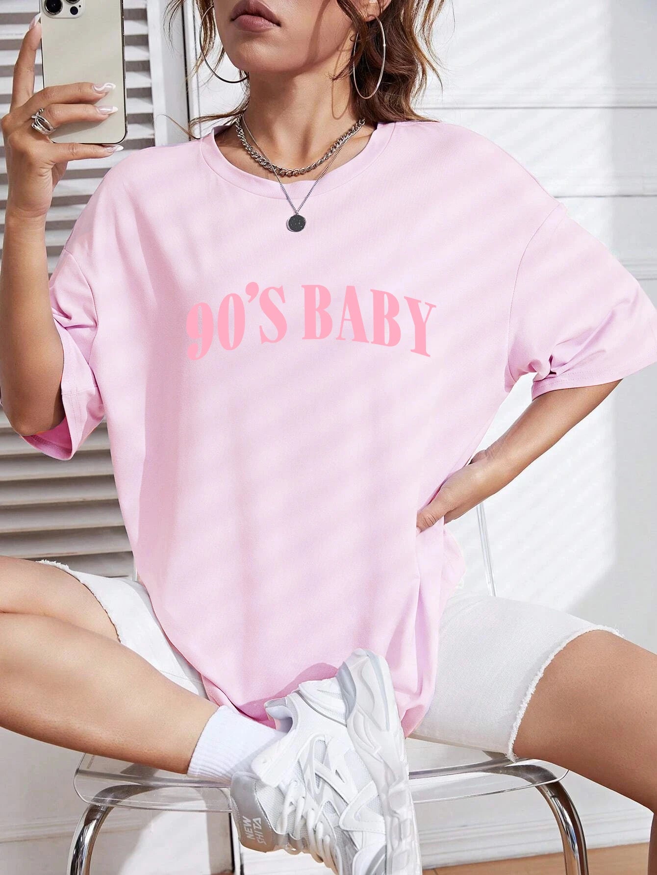90's Baby Creativity Letter Cotton T-Shirts For Women Funny Oversize Tops Street Hip Hop Clothing All-math Female Short Sleeve