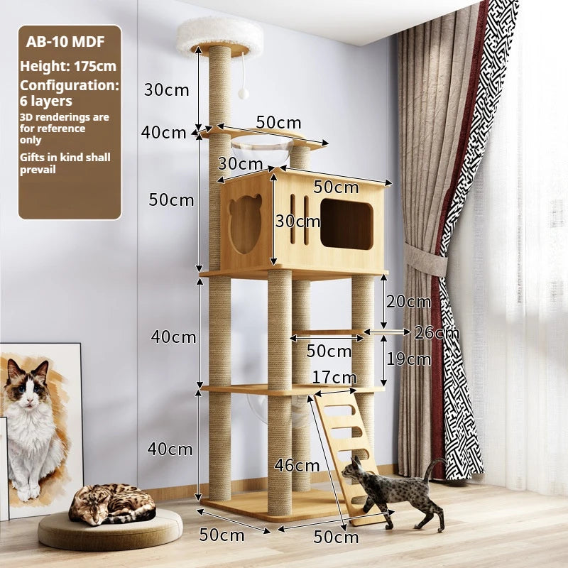 Multi-Level Cat Tree with Nest & Scratching Board – Spacecraft-Inspired Cat Tower for Large Cats