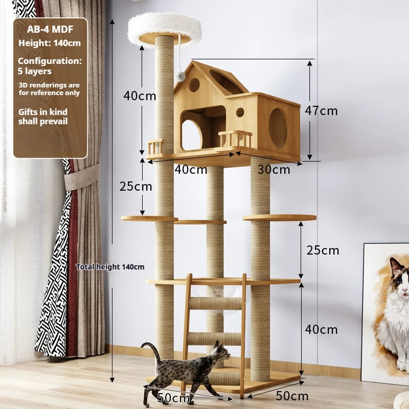 Multi-Level Cat Tree with Nest & Scratching Board – Spacecraft-Inspired Cat Tower for Large Cats