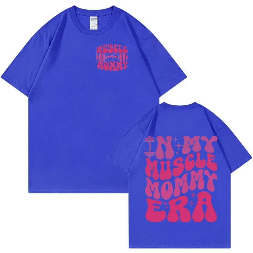 Muscle Mommy Gym Funny Graphic TShirt Women's Aesthetic Fashion Short Sleeve T-shirts Casual 100% Cotton Oversized Sport T-shirt