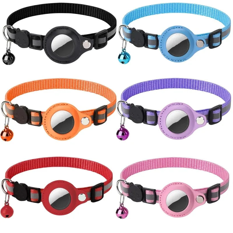 Reflective AirTag Collar for Dogs & Cats – Anti-Lost Nylon Tracker Case (Fits Apple AirTag)
