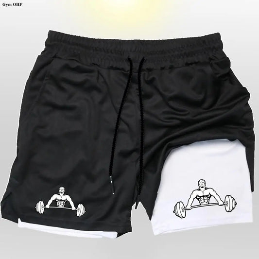 Gym Shorts 2 in 1 For Men Fitness Quick Dry Beach Short Pants Summer Outdoor Running Sports Double Layer